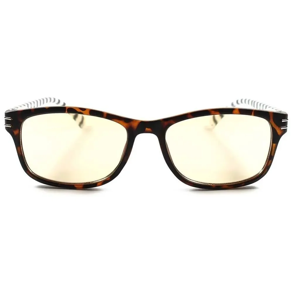 Matte Tortoise Rectangle Yellow Tint Computer Glasses Unisex